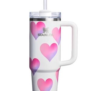 Stanley White Tumbler with Pink Heart Design 30 oz